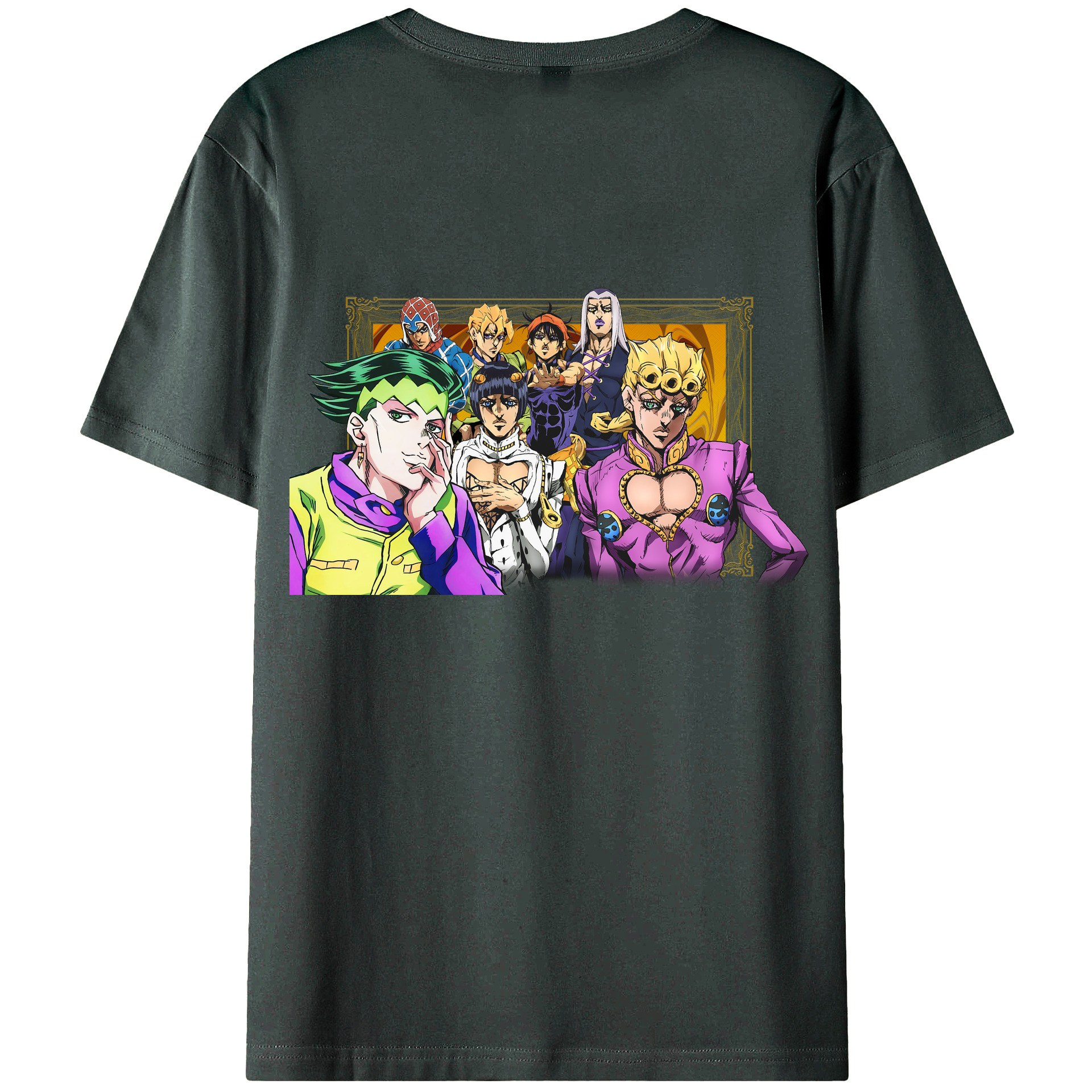 （画像用） ジョジョの奇妙な冒険 ジョルノ?ジョバァーナ JoJo's Bizarre Adventure Giorno Giovanna 綿100％ メンズ半袖Tシャツ（バックプリント） 通気性